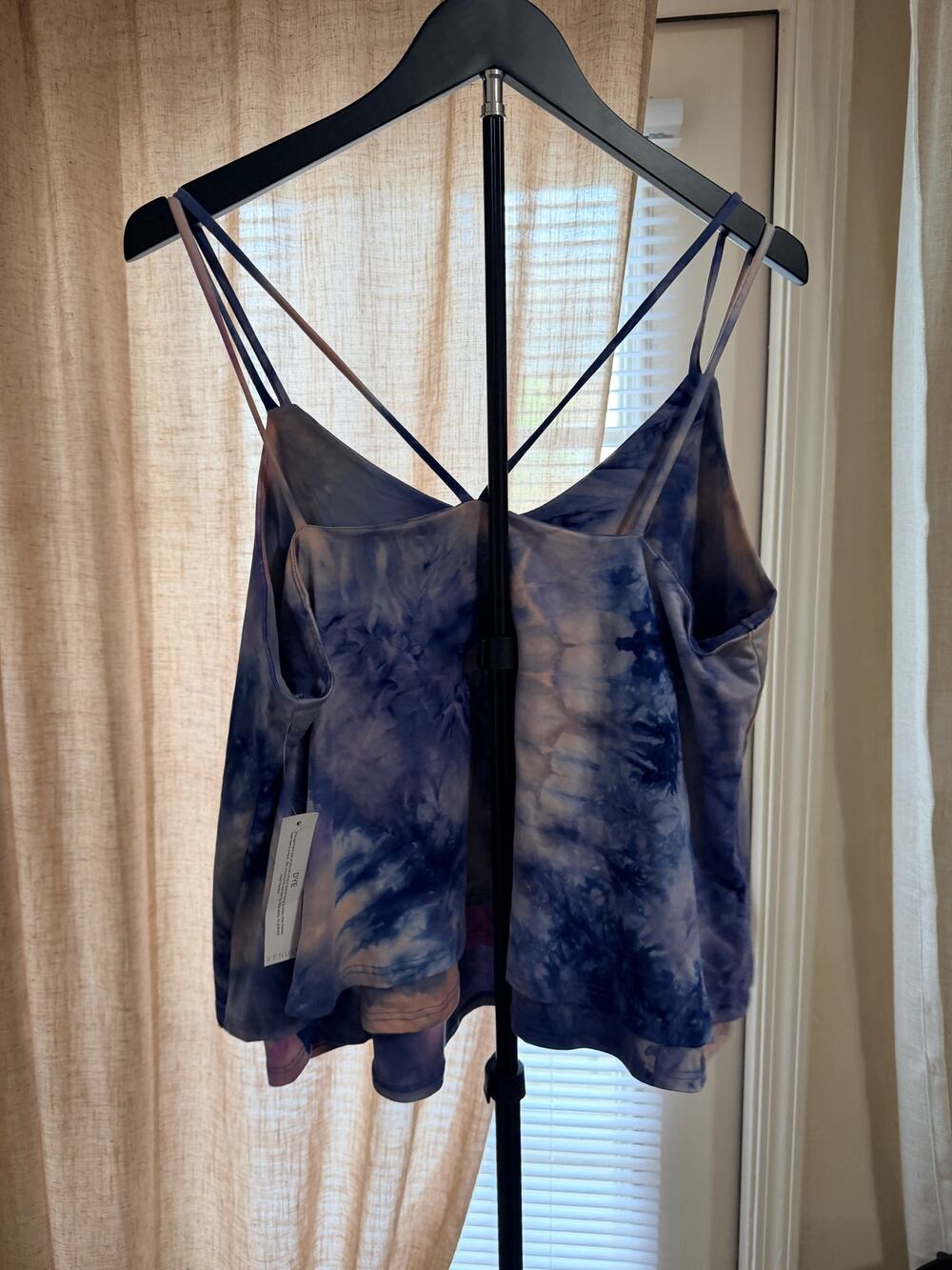 Venus tie dye yoga top NWT L scarf hem blue purple pink